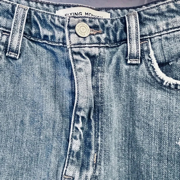 Flying Monkey‎ Women’s Heavily Distressed Mini Denim Skirt Blue Cotton Size 28 - Picture 7 of 11